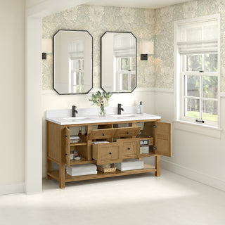 60 Inch Breckenridge Freestanding Vanity in Light Natural Oak / White Zeus Top