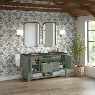 60 Inch Breckenridge Freestanding Vanity in Smokey Celadon / Charcoal Soapstone Top
