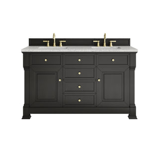 60 Inch Brookfield Freestanding Vanity in Black Onyx / Eternal Jasmine Pearl Top