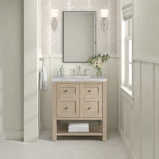 30 Inch Breckenridge Freestanding Vanity in Whitewashed Oak / Victorian Silver Top