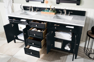 72 Inch Brittany Freestanding Vanity in Black Onyx / Carrara White Top