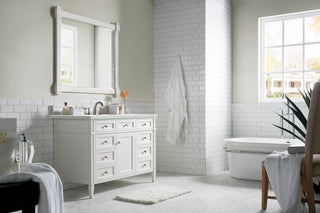 48 Inch Brittany Freestanding Vanity in Bright White / Ethereal Noctis Top