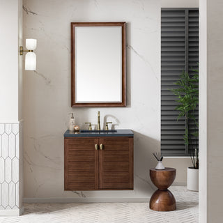 30 Inch Amberly Dual Mount Vanity in Mid-Century Walnut / Charcoal Soapstone Top
