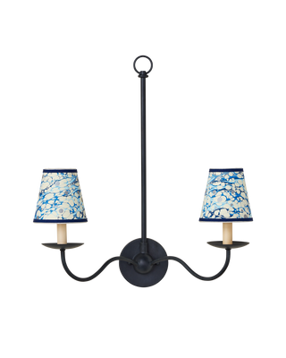 Marble Blue Lace Paper Tapered Chandelier Shade