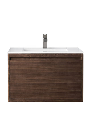 31.5 Inch Mantova Floating Vanity in Mid-Century Walnut / Glossy White Top