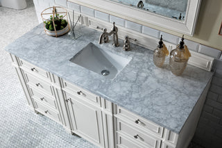 60 Inch Bristol Freestanding Vanity in Bright White / Carrara White Top
