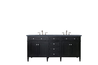 72 Inch Brittany Freestanding Vanity in Black Onyx / Charcoal Soapstone Top
