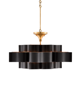 Grand Lotus Large Black Chandelier