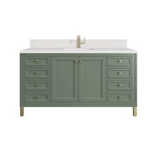 60 Inch Chicago Freestanding Vanity in Smokey Celadon / White Zeus Top