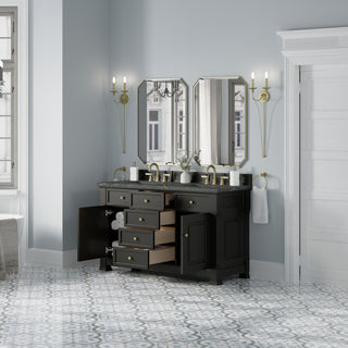 60 Inch Brookfield Freestanding Vanity in Black Onyx / Parisien Bleu Top