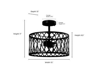 Arelyn 1-Light Semi-Flush Ceiling Mount Matte Black