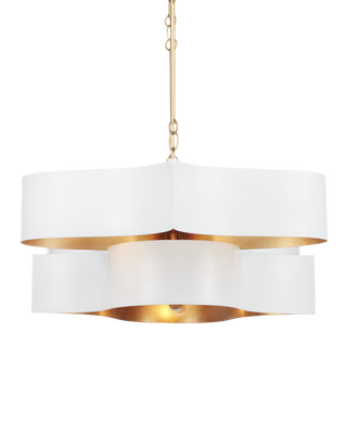 Grand Lotus White Oval Chandelier