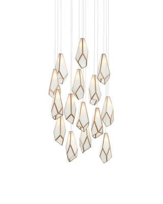 Glace White 15-Light Round Multi-Drop Pendant