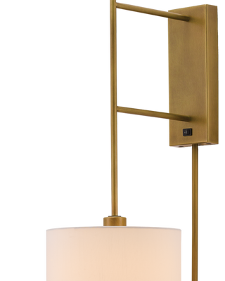 Savill Brass Wall Sconce, White Shade