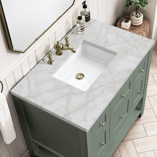 36 Inch Breckenridge Freestanding Vanity in Smokey Celadon / Victorian Silver Top