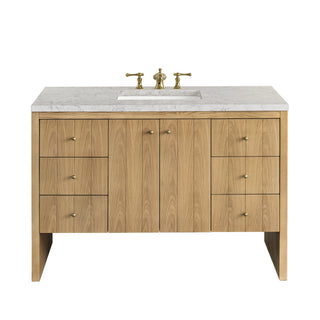 48 Inch Hudson Freestanding Vanity in Light Natural Oak / Eternal Jasmine Pearl Top