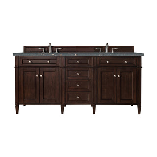 72 Inch Brittany Freestanding Vanity in Burnished Mahogany / Parisien Bleu Top