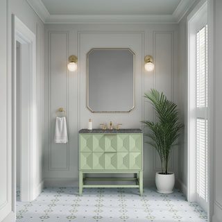 36 Inch Emmeline Freestanding Vanity in Pistachio / Parisien Bleu Top