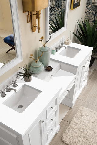 83.1 Inch De Soto Freestanding Vanity in Bright White / White Zeus Top