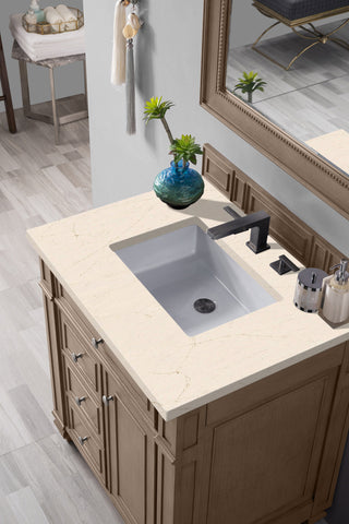 30 Inch Bristol Freestanding Vanity in Whitewashed Walnut / Eternal Marfil Top