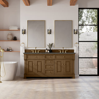72 Inch Brookfield Freestanding Vanity in Honey Oak / Parisien Bleu Top