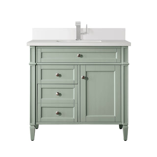 36 Inch Brittany Freestanding Vanity in Sage Green / White Zeus Top