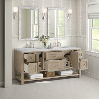 72 Inch Breckenridge Freestanding Vanity in Whitewashed Oak / Arctic Fall Top