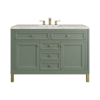 48 Inch Chicago Freestanding Vanity in Smokey Celadon / Eternal Jasmine Pearl Top