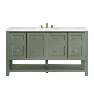 60 Inch Breckenridge Freestanding Vanity in Smokey Celadon / White Zeus Top