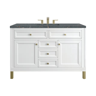 48 Inch Chicago Freestanding Vanity in Glossy White / Parisien Bleu Top