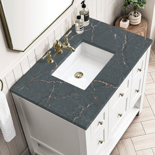 36 Inch Breckenridge Freestanding Vanity in Bright White / Parisien Bleu Top