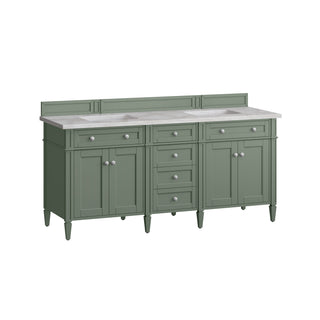 72 Inch Brittany Freestanding Vanity in Smokey Celadon / Victorian Silver Top