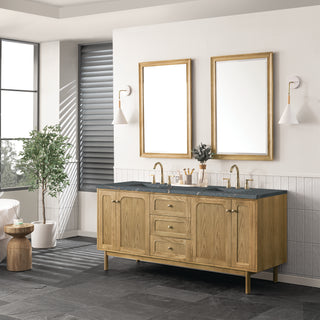 72 Inch Laurent Dual Mount Vanity in Light Natural Oak / Parisien Bleu Top