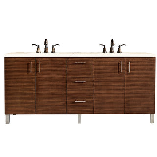 72 Inch Metropolitan Dual Mount Vanity in American Walnut / Eternal Marfil Top