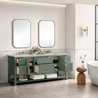 72 Inch Breckenridge Freestanding Vanity in Smokey Celadon / Victorian Silver Top
