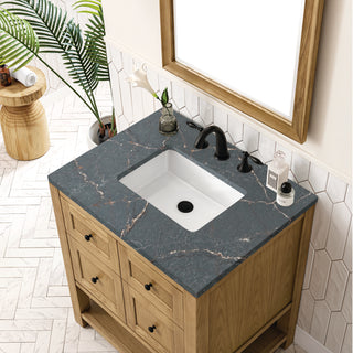 30 Inch Breckenridge Freestanding Vanity in Light Natural Oak / Parisien Bleu Top