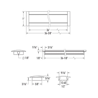 3FT Aluminum extrusion Recessed - White
