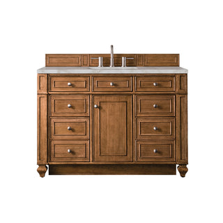48 Inch Bristol Freestanding Vanity in Saddle Brown / Victorian Silver Top