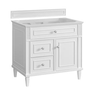 36 Inch Lorelai Freestanding Vanity in Bright White / Charcoal Soapstone Top