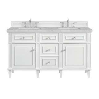 60 Inch Lorelai Freestanding Vanity in Bright White / Victorian Silver Top