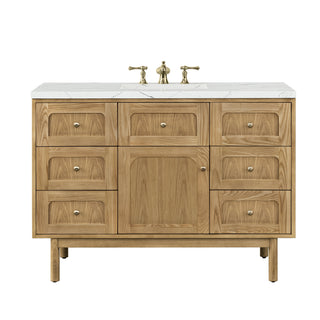 48 Inch Laurent Dual Mount Vanity in Light Natural Oak / Ethereal Noctis Top