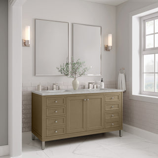 60 Inch Chicago Freestanding Vanity in Walnut Whisper / Victorian Silver Top
