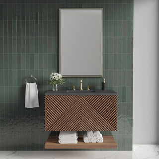 36 Inch Marcello Floating Vanity in Chestnut / Charcoal Soapstone Top