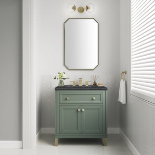 30 Inch Chicago Freestanding Vanity in Smokey Celadon / Charcoal Soapstone Top