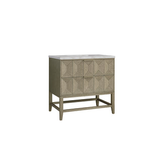 36 Inch Emmeline Freestanding Vanity in Pebble Oak / Victorian Silver Top
