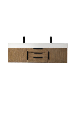 58.875 Inch Columbia Floating Vanity in Latte Oak / Glossy White Top