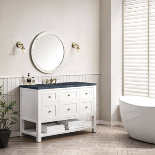 48 Inch Breckenridge Freestanding Vanity in Bright White / Charcoal Soapstone Top
