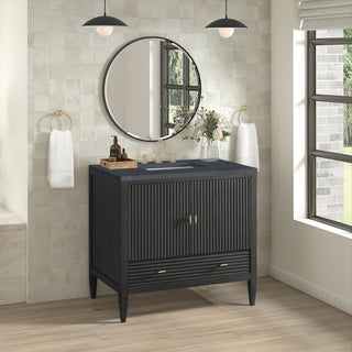36 Inch Myrrin Freestanding Vanity in Carbon Oak / Charcoal Soapstone Top