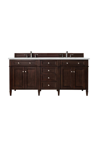 72 Inch Brittany Freestanding Vanity in Burnished Mahogany / Ethereal Noctis Top