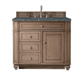 36 Inch Bristol Freestanding Vanity in Whitewashed Walnut / Parisien Bleu Top